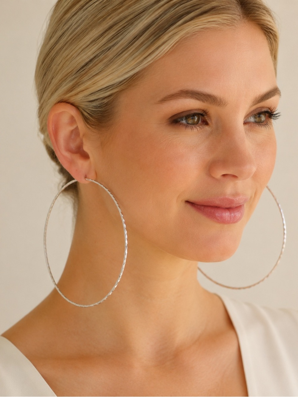 Mia Fiore Sterling Silver -Plated Bronze Hoop Earrings Textured Finish D-r 2.5"